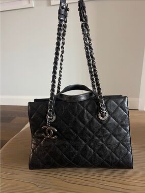 Chanel Caviar Leather Chain-Handle Tote Bag